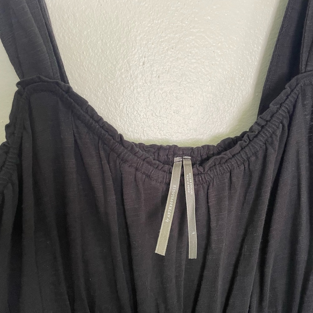 Anthropologie Black Smocked-Waist Wide-Leg Jumpsuit - Picture 6 of 6
